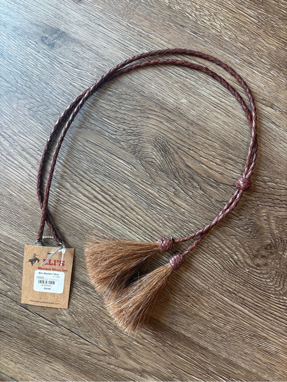 Leather and horse hair Stamped string